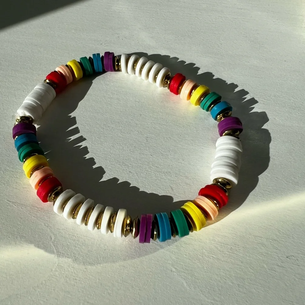 Trending bracelet, elastic colorful beads One Size